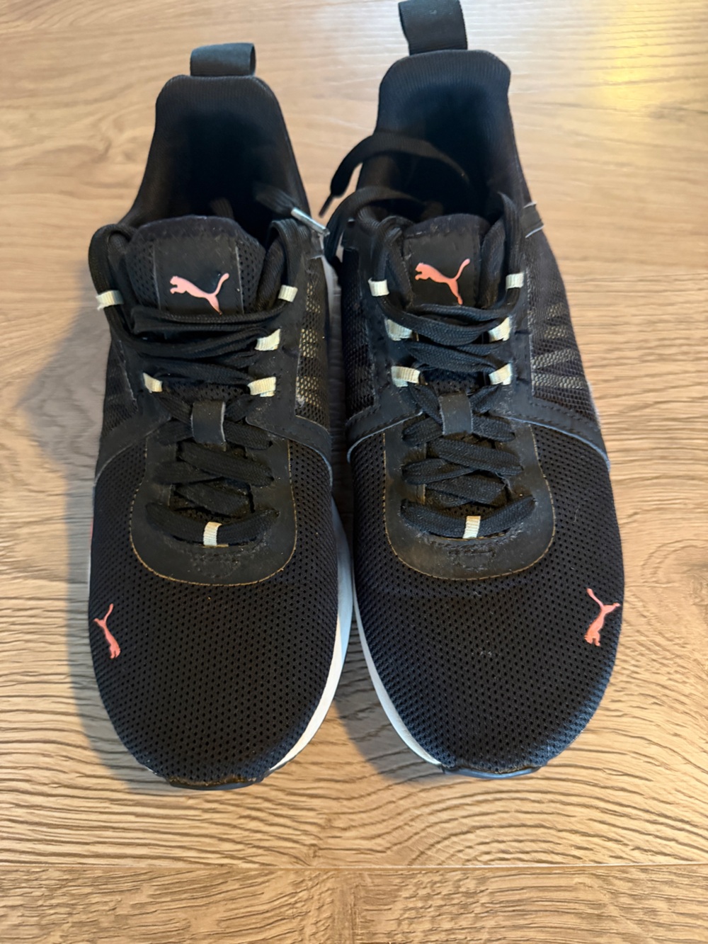 Puma Men’s Black Athletic Sneakers with Pink Logo